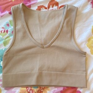 Offline by Aerie Tan Seamless Voop Longline Sports Bra size Medium Like new